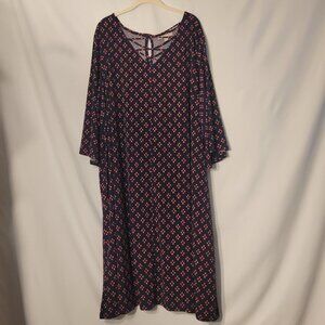 Woman Within Navy Laced Neck Dress Size 2x three quarter sleeve
